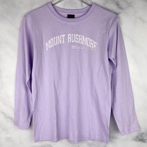NWT Mount Rushmore Lavender Iridescent Glittery Text Long Sleeved T Shirt Top S